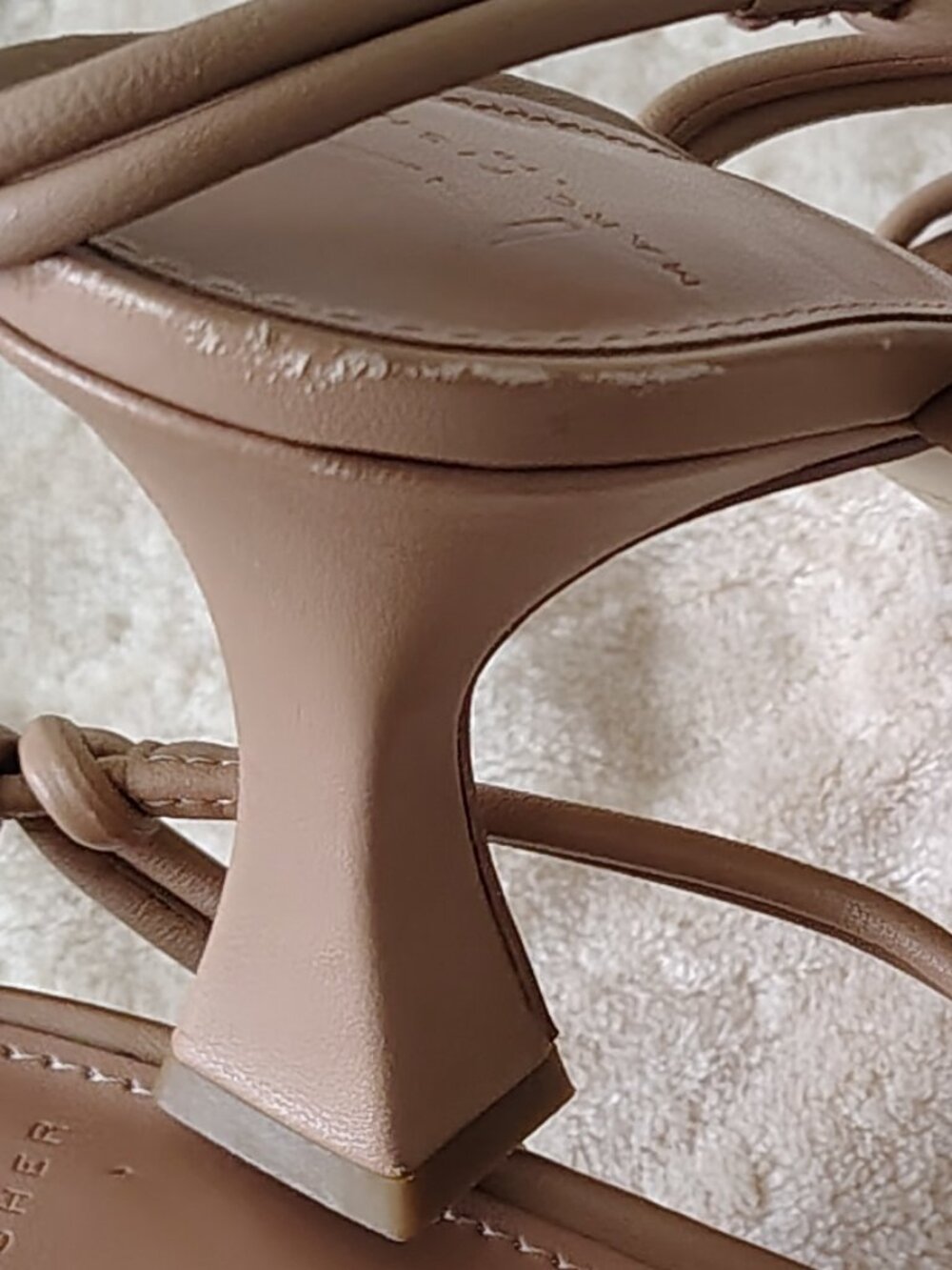 Marc Fisher Women Davia Leather Square Toe Heels Sandal Tan Size 8 - Picture 5 of 9